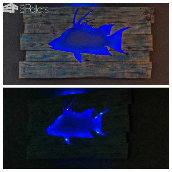 Pallet Marlin Wall Art with Led Lighting Pallet Wall Decor & Pallet Painting Pallet Marlin Wall Art with Led Lighting Pallet Wall Decor & Pallet Painting
