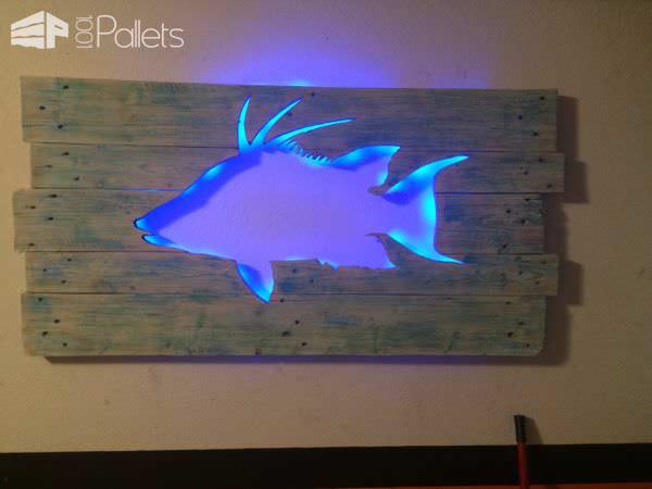Pallet Marlin Wall Art with Led Lighting Pallet Wall Decor & Pallet Painting Pallet Marlin Wall Art with Led Lighting Pallet Wall Decor & Pallet Painting