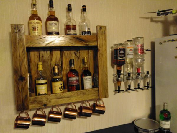 Pallet Whiskeys Shelf for Home Bar Pallet Bars Pallet Whiskeys Shelf for Home Bar Pallet Bars