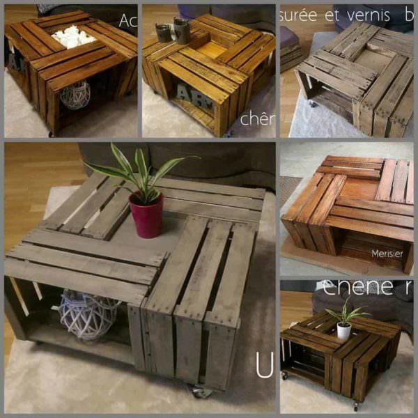 Tables En Caisses à Pommes / Apple Crates Into Coffee Table Pallet Coffee Tables Tables En Caisses à Pommes / Apple Crates Into Coffee Table Pallet Coffee Tables