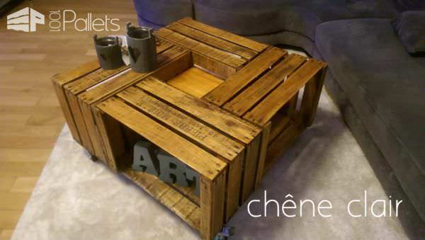 Tables En Caisses à Pommes / Apple Crates Into Coffee Table Pallet Coffee Tables Tables En Caisses à Pommes / Apple Crates Into Coffee Table Pallet Coffee Tables