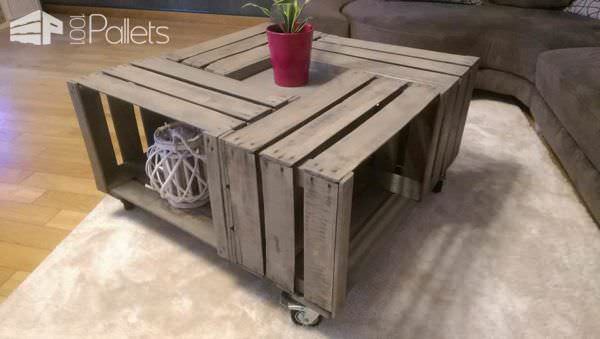 Tables En Caisses à Pommes / Apple Crates Into Coffee Table Pallet Coffee Tables Tables En Caisses à Pommes / Apple Crates Into Coffee Table Pallet Coffee Tables