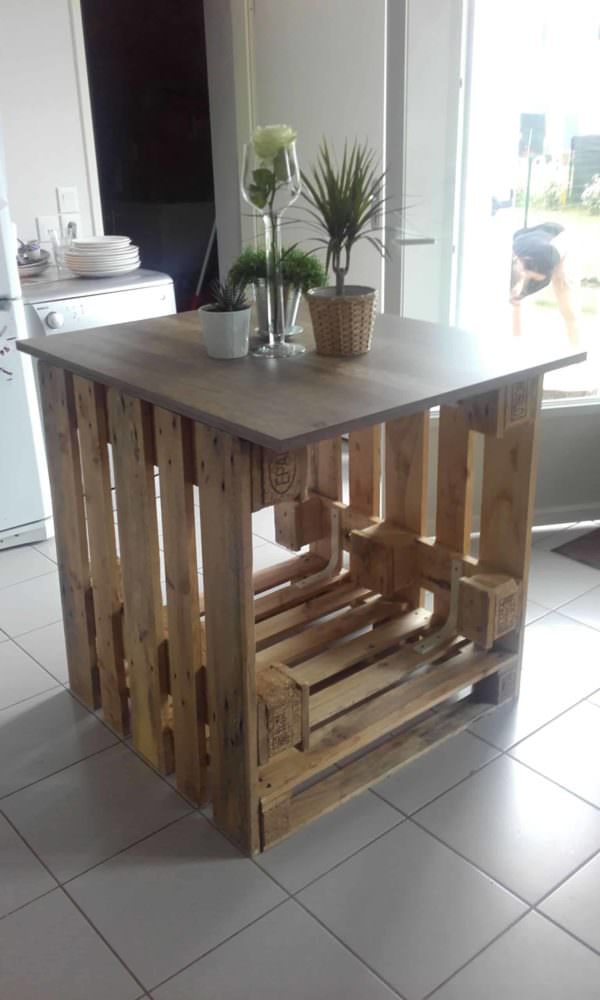 îlot Central Cuisine / Pallet Kitchen Island Pallet Desks & Pallet Tables îlot Central Cuisine / Pallet Kitchen Island Pallet Desks & Pallet Tables