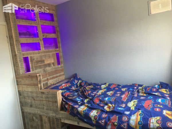Raised Pallet Led-lit Kids Bed Pallet Beds, Pallet Headboards & Frames Raised Pallet Led-lit Kids Bed Pallet Beds, Pallet Headboards & Frames