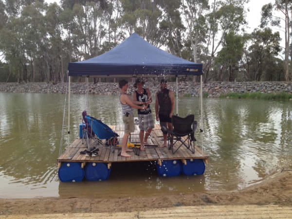 Diy: Portable Pontoon Using Old Pallets and Old Blue Drums Pallet Floors & Decks Pallet Sheds, Cabins, Huts & Playhouses Diy: Portable Pontoon Using Old Pallets and Old Blue Drums Pallet Floors & Decks Pallet Sheds, Cabins, Huts & Playhouses