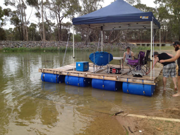 Diy: Portable Pontoon Using Old Pallets and Old Blue Drums Pallet Floors & Decks Pallet Sheds, Cabins, Huts & Playhouses Diy: Portable Pontoon Using Old Pallets and Old Blue Drums Pallet Floors & Decks Pallet Sheds, Cabins, Huts & Playhouses