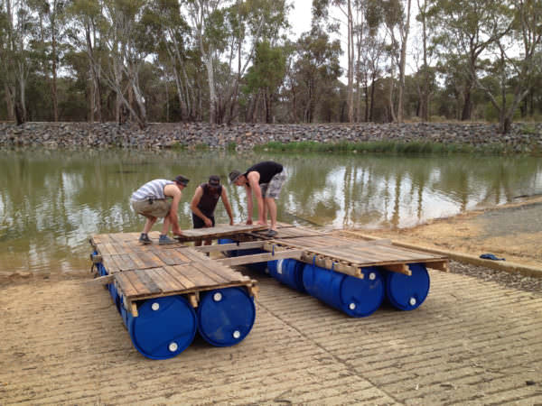 Diy: Portable Pontoon Using Old Pallets and Old Blue Drums Pallet Floors & Decks Pallet Sheds, Cabins, Huts & Playhouses Diy: Portable Pontoon Using Old Pallets and Old Blue Drums Pallet Floors & Decks Pallet Sheds, Cabins, Huts & Playhouses