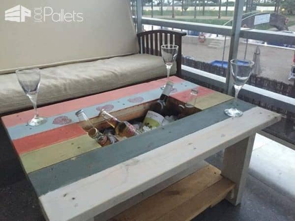 Pallet Coffee Table with Recessed Ice Chest Pallet Coffee Tables Pallet Coffee Table with Recessed Ice Chest Pallet Coffee Tables