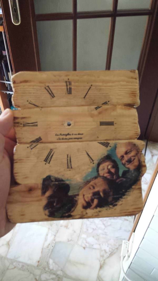 Pallet Photo Clock / Orologio Da Pallet Con Foto Tecnica Potch Pallet Clocks Pallet Photo Clock / Orologio Da Pallet Con Foto Tecnica Potch Pallet Clocks
