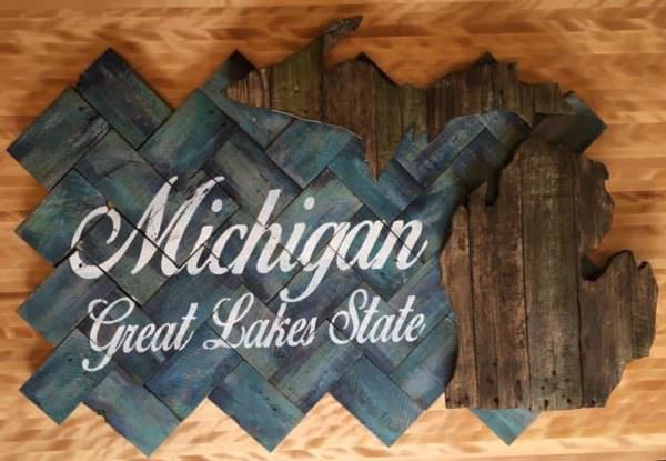 Pallet Palooza 1st Place In Signs: Great Lakes State Pallet Wall Decor & Pallet Painting Pallet Palooza 1st Place In Signs: Great Lakes State Pallet Wall Decor & Pallet Painting