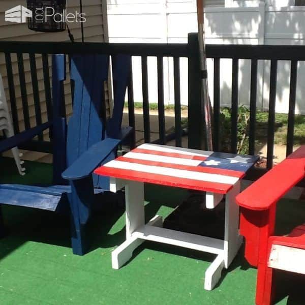 Patriotic Pallet Adirondack Patio Set Pallet Benches, Pallet Chairs & Stools Patriotic Pallet Adirondack Patio Set Pallet Benches, Pallet Chairs & Stools