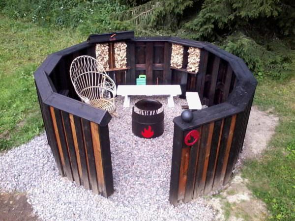 Unique Circular Euro Pallet Fire Pit Pallet Sheds, Cabins, Huts & Playhouses Unique Circular Euro Pallet Fire Pit Pallet Sheds, Cabins, Huts & Playhouses