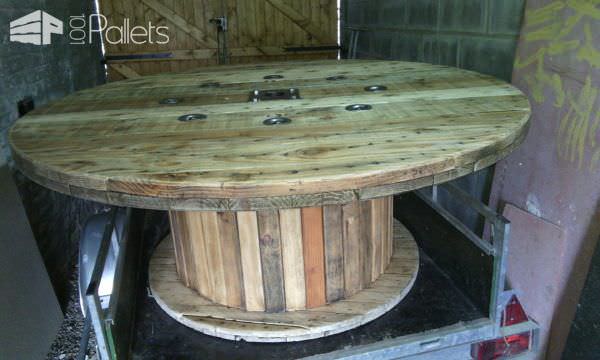 Upcycled Spool Table Pallet Desks & Pallet Tables Upcycled Spool Table Pallet Desks & Pallet Tables