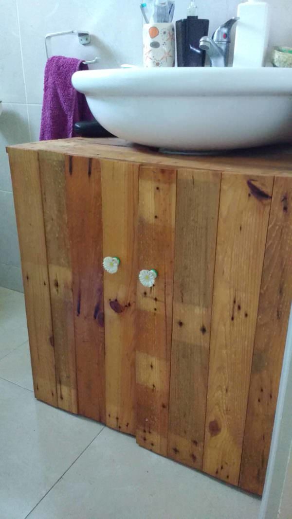 Rustic Sink Pedestal Surround Out Of 6 Repurposed Pallets / Mueble De Baño Pallet Cabinets & Wardrobes Rustic Sink Pedestal Surround Out Of 6 Repurposed Pallets / Mueble De Baño Pallet Cabinets & Wardrobes