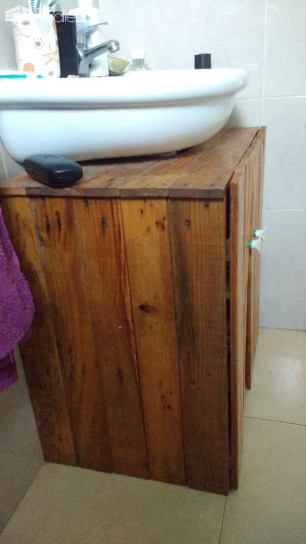 Rustic Sink Pedestal Surround Out Of 6 Repurposed Pallets / Mueble De Baño Pallet Cabinets & Wardrobes Rustic Sink Pedestal Surround Out Of 6 Repurposed Pallets / Mueble De Baño Pallet Cabinets & Wardrobes