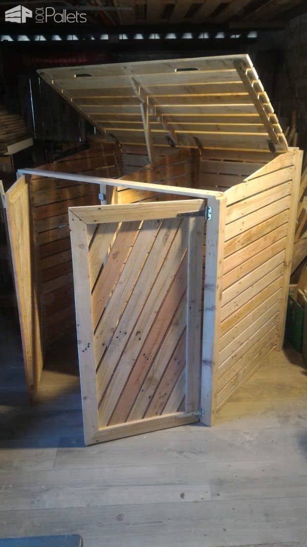 Beautifying Pallet Trash Bin Cabinet / Armoire Cache Poubelles Pallet Sheds, Cabins, Huts & Playhouses Beautifying Pallet Trash Bin Cabinet / Armoire Cache Poubelles Pallet Sheds, Cabins, Huts & Playhouses