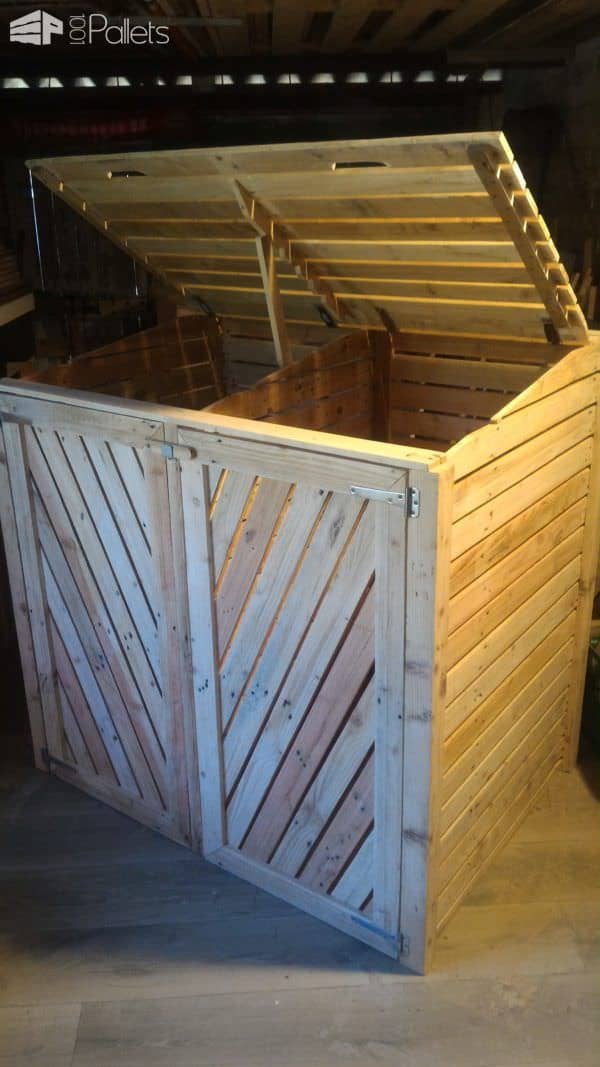 Beautifying Pallet Trash Bin Cabinet / Armoire Cache Poubelles Pallet Sheds, Cabins, Huts & Playhouses Beautifying Pallet Trash Bin Cabinet / Armoire Cache Poubelles Pallet Sheds, Cabins, Huts & Playhouses