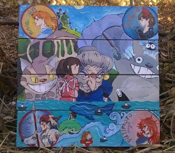 Stunning Hand Painted Japanese Pallet Art Pallet Wall Decor & Pallet Painting Stunning Hand Painted Japanese Pallet Art Pallet Wall Decor & Pallet Painting