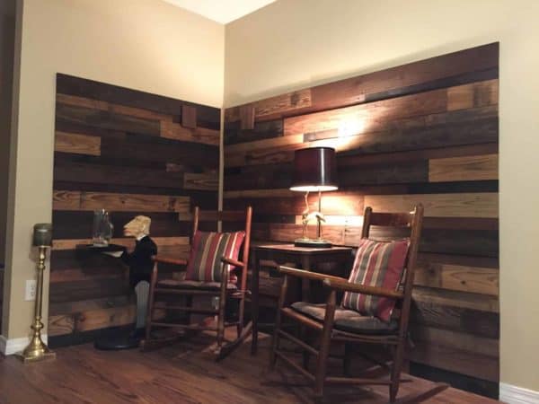 Transformed Faux Fireplace Into Cozy Pallet Reading Nook Pallet Walls & Pallet Doors Transformed Faux Fireplace Into Cozy Pallet Reading Nook Pallet Walls & Pallet Doors