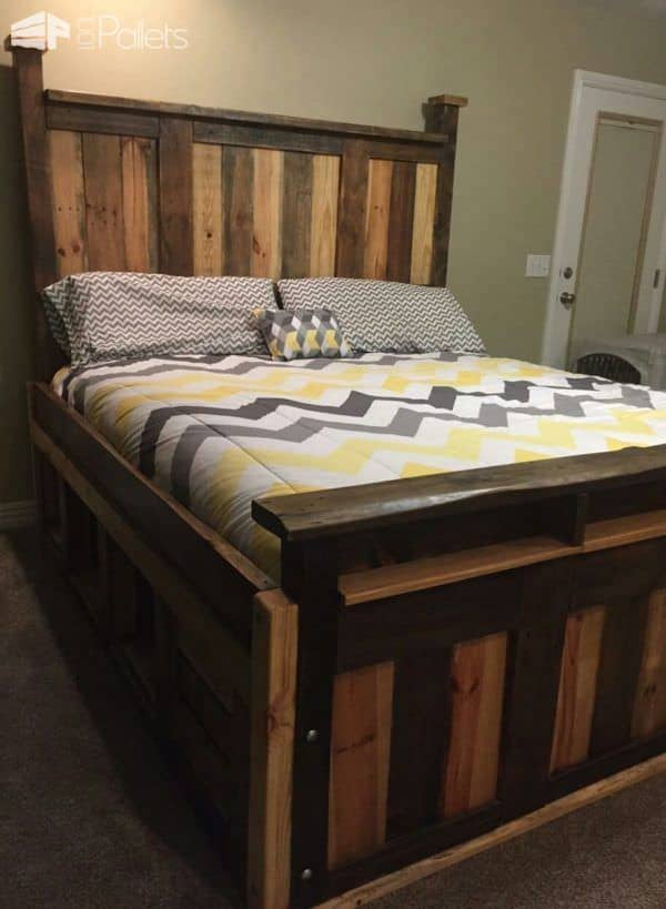 Two-toned Pallet King Size Bed Frame Pallet Beds, Pallet Headboards & Frames Two-toned Pallet King Size Bed Frame Pallet Beds, Pallet Headboards & Frames