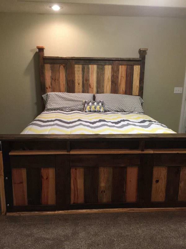 Two-toned Pallet King Size Bed Frame Pallet Beds, Pallet Headboards & Frames Two-toned Pallet King Size Bed Frame Pallet Beds, Pallet Headboards & Frames