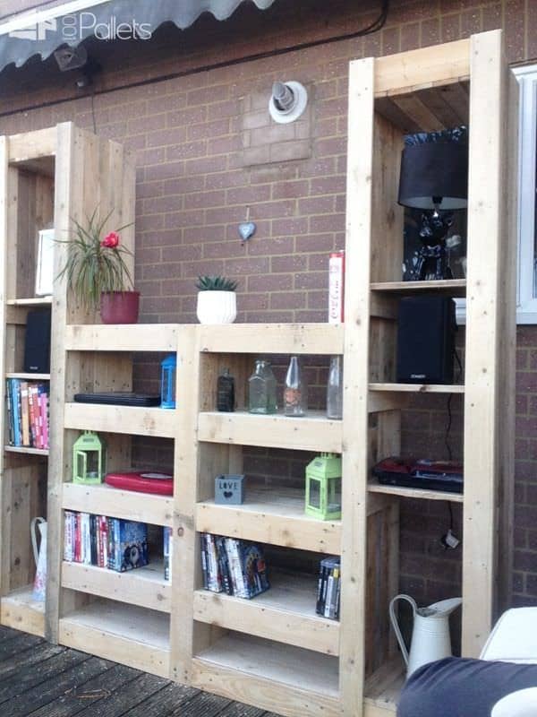 Beautiful Paired Pallet Shelves Entertainment Center Pallet Cabinets & Wardrobes Beautiful Paired Pallet Shelves Entertainment Center Pallet Cabinets & Wardrobes