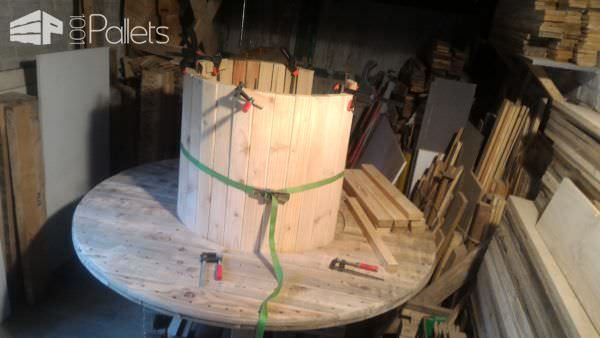 Drum Table Pallet Bench Set Pallet Desks & Pallet Tables Drum Table Pallet Bench Set Pallet Desks & Pallet Tables