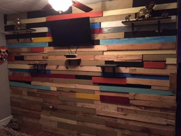 Fun, Eclectic Pallet Bedroom Wall Pallet Walls & Pallet Doors Fun, Eclectic Pallet Bedroom Wall Pallet Walls & Pallet Doors