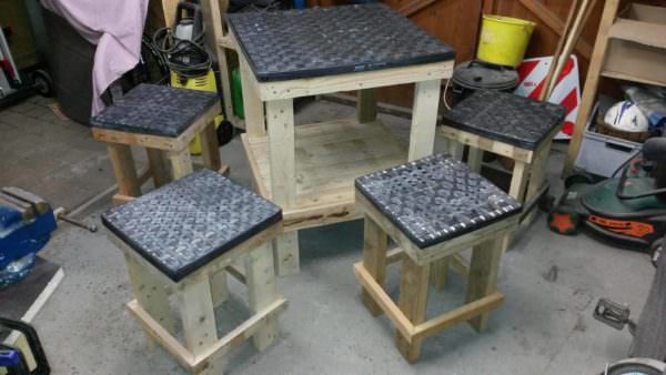Innovative Inner Tube Pallet Lounge Set Pallet Desks & Pallet Tables Innovative Inner Tube Pallet Lounge Set Pallet Desks & Pallet Tables