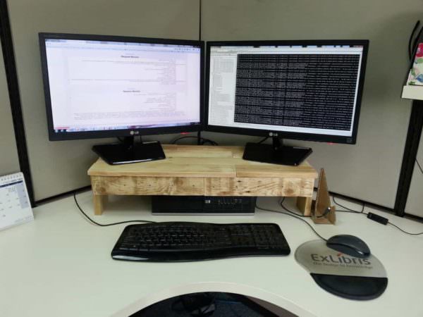 Pallet Monitor Stand Makes Desks More Ergonomic Pallet TV Stands & Racks Pallet Monitor Stand Makes Desks More Ergonomic Pallet TV Stands & Racks