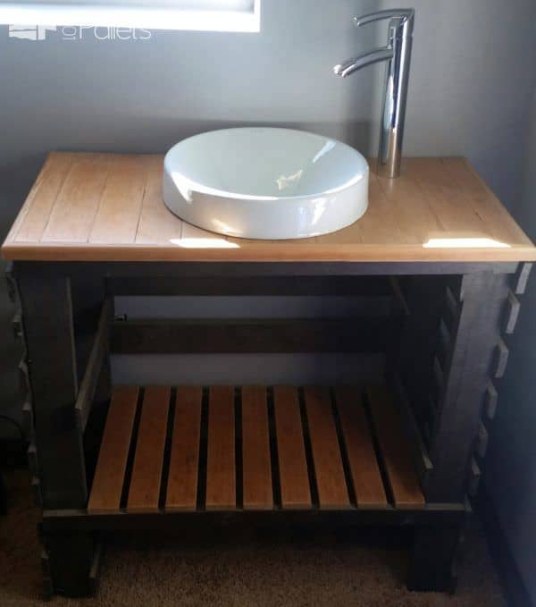 Superb Two-toned Pallet Bathroom Vanity Pallet Cabinets & Wardrobes Superb Two-toned Pallet Bathroom Vanity Pallet Cabinets & Wardrobes