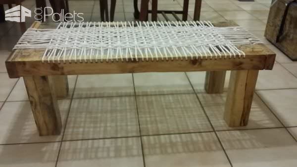 Unique Rope-laced Pallet Bench Pallet Benches, Pallet Chairs & Stools Unique Rope-laced Pallet Bench Pallet Benches, Pallet Chairs & Stools