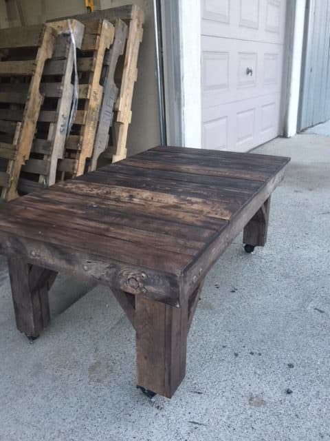 Chunky Rustic Pallet Table On Wheels Pallet Coffee Tables Chunky Rustic Pallet Table On Wheels Pallet Coffee Tables