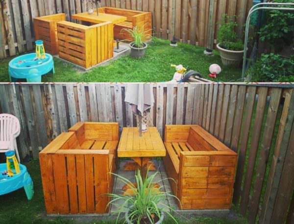 Comfortable Modern Modular Pallet Picnic Set Lounges & Garden Sets Comfortable Modern Modular Pallet Picnic Set Lounges & Garden Sets