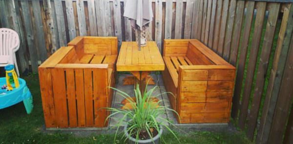 Comfortable Modern Modular Pallet Picnic Set Lounges & Garden Sets Comfortable Modern Modular Pallet Picnic Set Lounges & Garden Sets