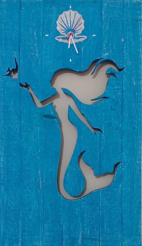 Ocean Blue Little Mermaid Pallet Wall Art/Clock Pallet Clocks Ocean Blue Little Mermaid Pallet Wall Art/Clock Pallet Clocks