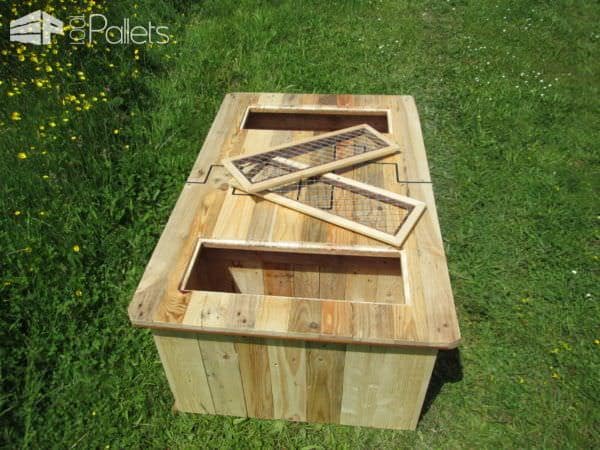 Black-inlay Pallet Coffee Table/Table Basse Et Ses Coffres De Rangement Pallet Coffee Tables Black-inlay Pallet Coffee Table/Table Basse Et Ses Coffres De Rangement Pallet Coffee Tables