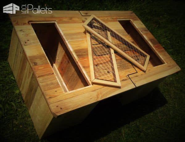 Black-inlay Pallet Coffee Table/Table Basse Et Ses Coffres De Rangement Pallet Coffee Tables Black-inlay Pallet Coffee Table/Table Basse Et Ses Coffres De Rangement Pallet Coffee Tables