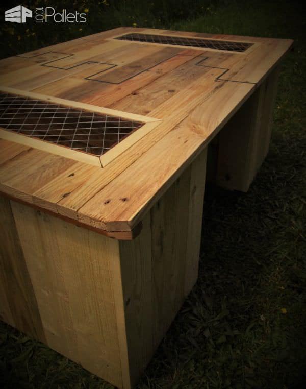 Black-inlay Pallet Coffee Table/Table Basse Et Ses Coffres De Rangement Pallet Coffee Tables Black-inlay Pallet Coffee Table/Table Basse Et Ses Coffres De Rangement Pallet Coffee Tables