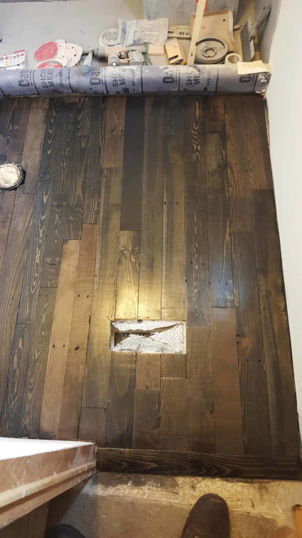 Hardwood Bathroom Floor Made From Pallets Pallet Floors & Decks Hardwood Bathroom Floor Made From Pallets Pallet Floors & Decks