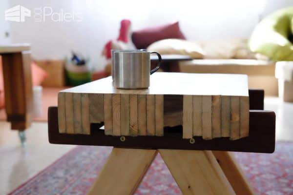 Japanese-style Pallet Wood Concrete-ended Table Pallet Desks & Pallet Tables Japanese-style Pallet Wood Concrete-ended Table Pallet Desks & Pallet Tables