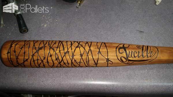 The Walking Dead Fan Art Wood Turned Pallet Bat “Lucille” With Display Shelf Pallet Home Accessories The Walking Dead Fan Art Wood Turned Pallet Bat “Lucille” With Display Shelf Pallet Home Accessories