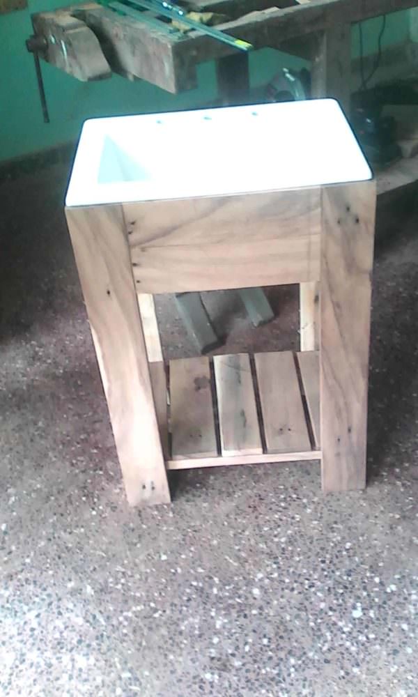 Pallet Bathroom Sink Pedestal Made Using One Pallet Pallet Cabinets & Wardrobes Pallet Bathroom Sink Pedestal Made Using One Pallet Pallet Cabinets & Wardrobes
