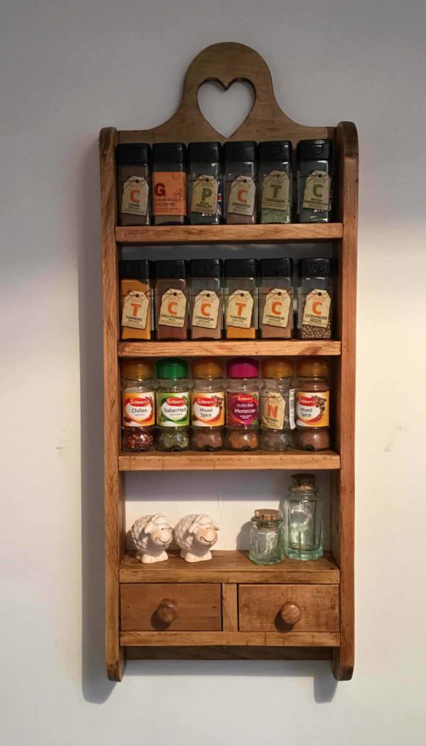 2-drawer Pallet Spice Rack Pallet Shelves & Pallet Coat Hangers 2-drawer Pallet Spice Rack Pallet Shelves & Pallet Coat Hangers