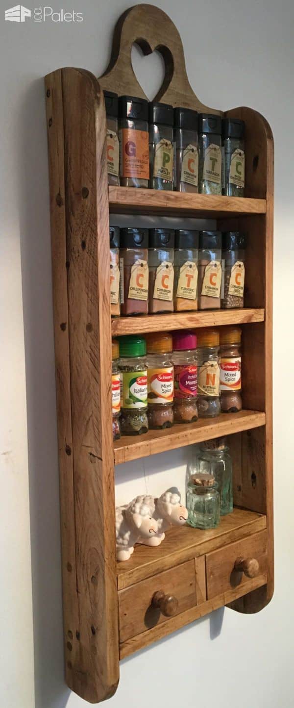 2-drawer Pallet Spice Rack Pallet Shelves & Pallet Coat Hangers 2-drawer Pallet Spice Rack Pallet Shelves & Pallet Coat Hangers