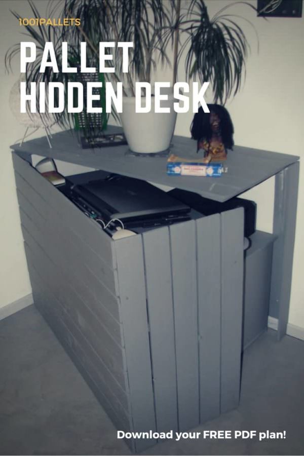 Pallet Hidden Desk English Tutorials Furniture Pallet Hidden Desk English Tutorials Furniture
