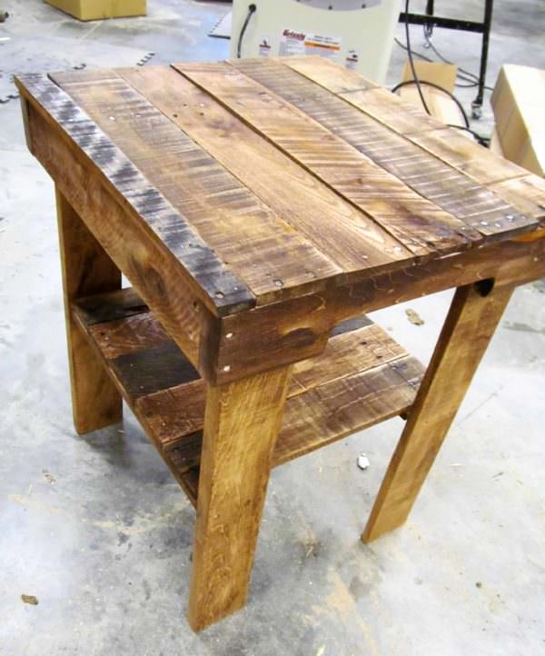 Pallet Wood End Table Has Lower Shelf Pallet Desks & Pallet Tables Pallet Wood End Table Has Lower Shelf Pallet Desks & Pallet Tables