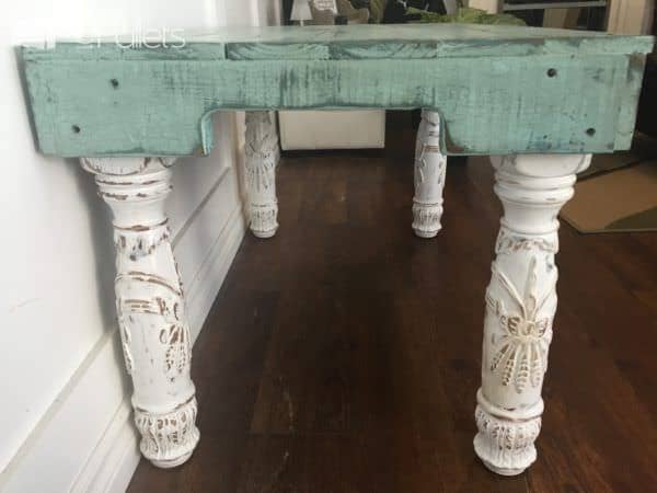 Reclaimed Pallet Side Table Has Upcycled Bed Frame Post Legs Pallet Coffee Tables Reclaimed Pallet Side Table Has Upcycled Bed Frame Post Legs Pallet Coffee Tables
