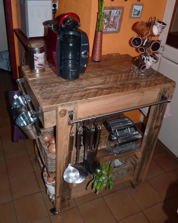 Rolling Pallet Kitchen Prep Rack Pallet Desks & Pallet Tables Rolling Pallet Kitchen Prep Rack Pallet Desks & Pallet Tables