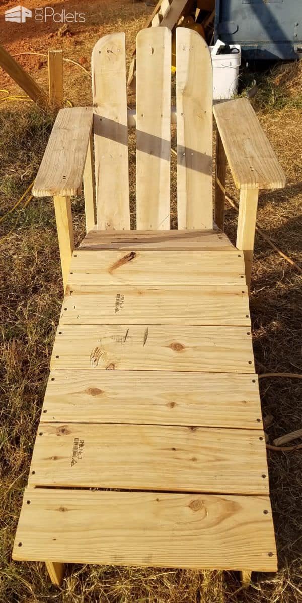 Two Adirondack Chairs With Foot Rests Pallet Benches, Pallet Chairs & Stools Two Adirondack Chairs With Foot Rests Pallet Benches, Pallet Chairs & Stools
